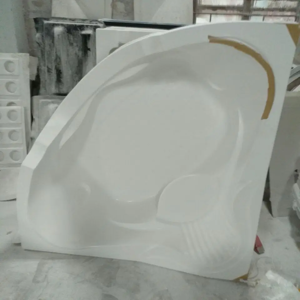 Factory supply K-8903A corner shape freestanding acrylic bath tub massage bathtub with faucets