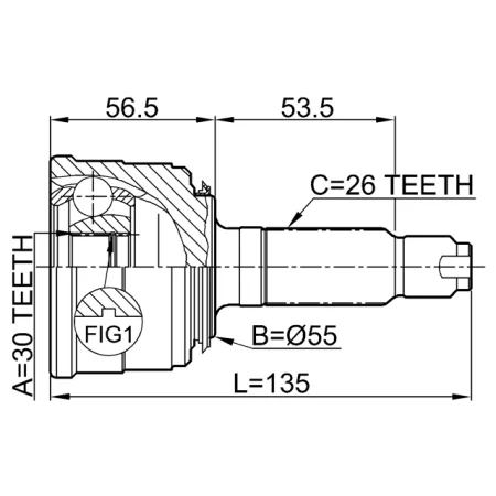 CV  JOINT HO-024	OUTER CV JOINT 30X55X26