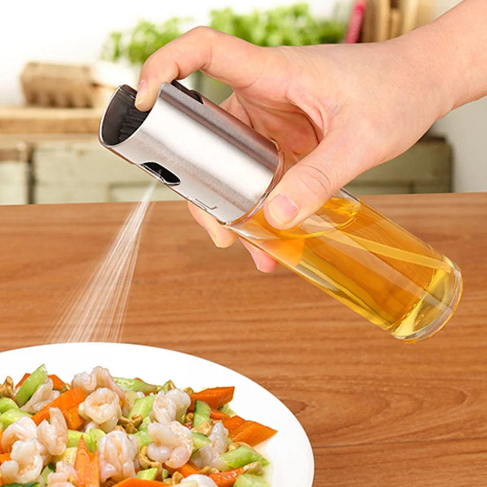 Kitchen BBQ Tools Portable Food Grade Glass Stainless Steel Pressure Mist Olive Dispenser Vinegar Bottle Oil Sprayer for Cooking
