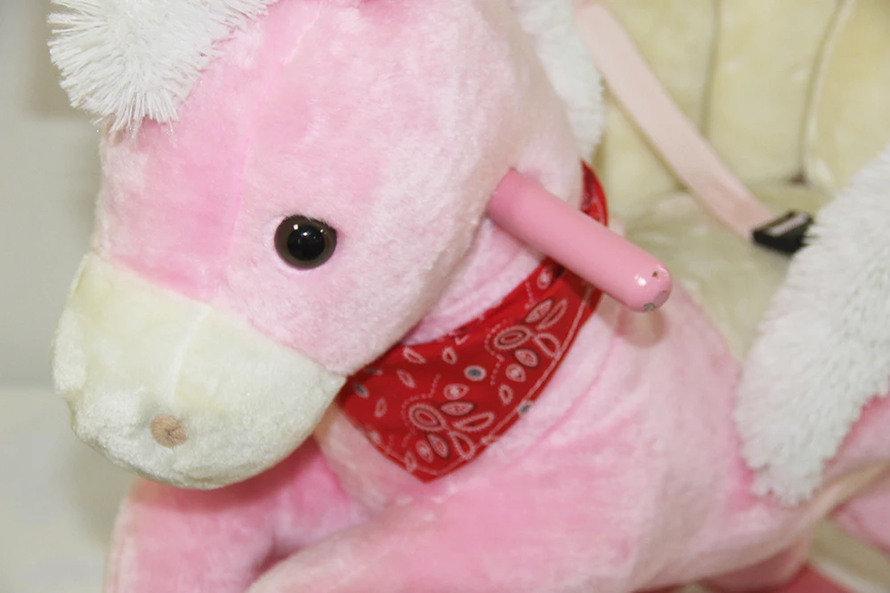 Baby Toys Pink Rocking Horse with Wheels Stuffed Rocking Horse