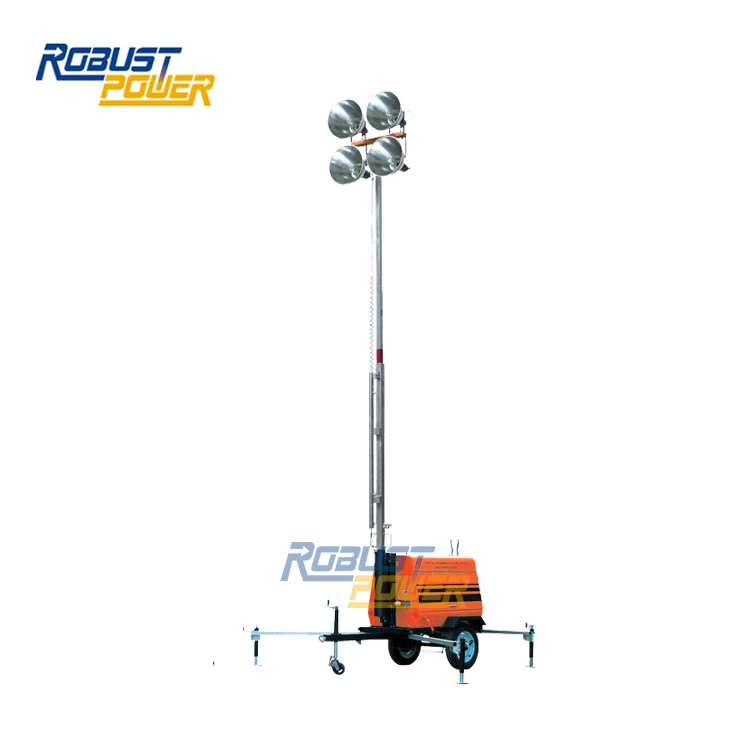 12Kw Winch Manual Light Tower Diesel Generator Mobile Lighting Plant