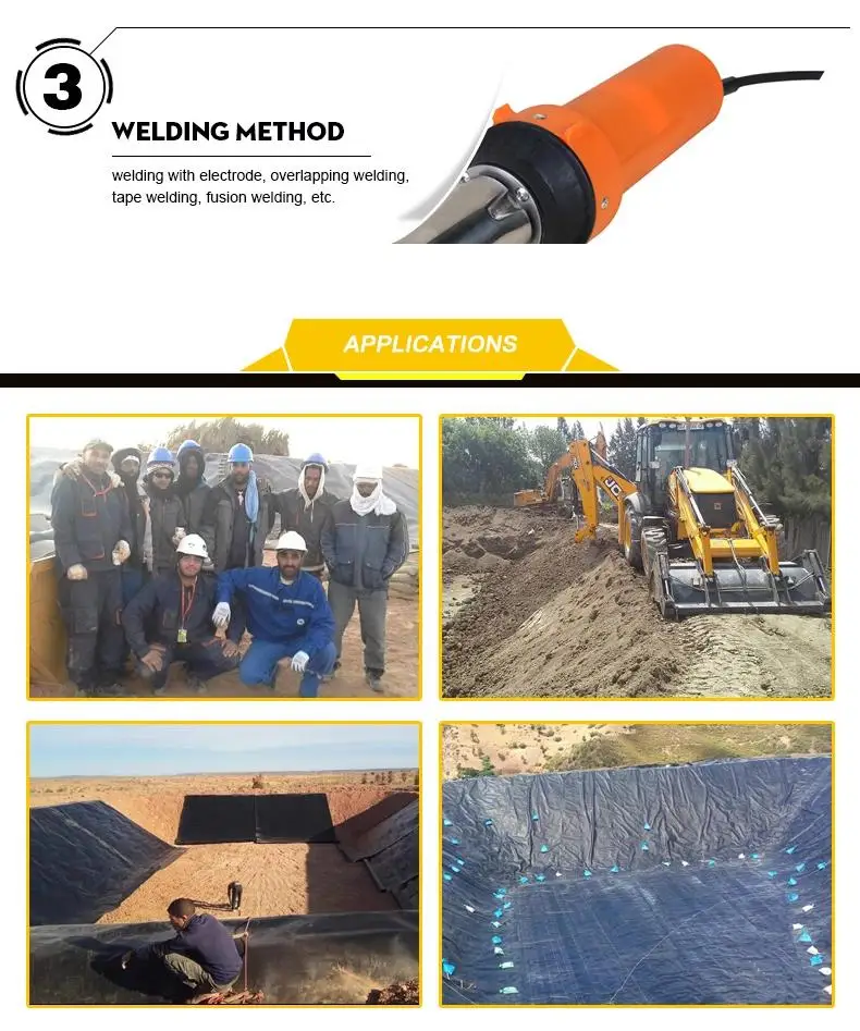 Hot selling portable hot air heating wedge gun welding machine for plastic HDPE/PVC/PE/PP geomembrane  welder portable gun