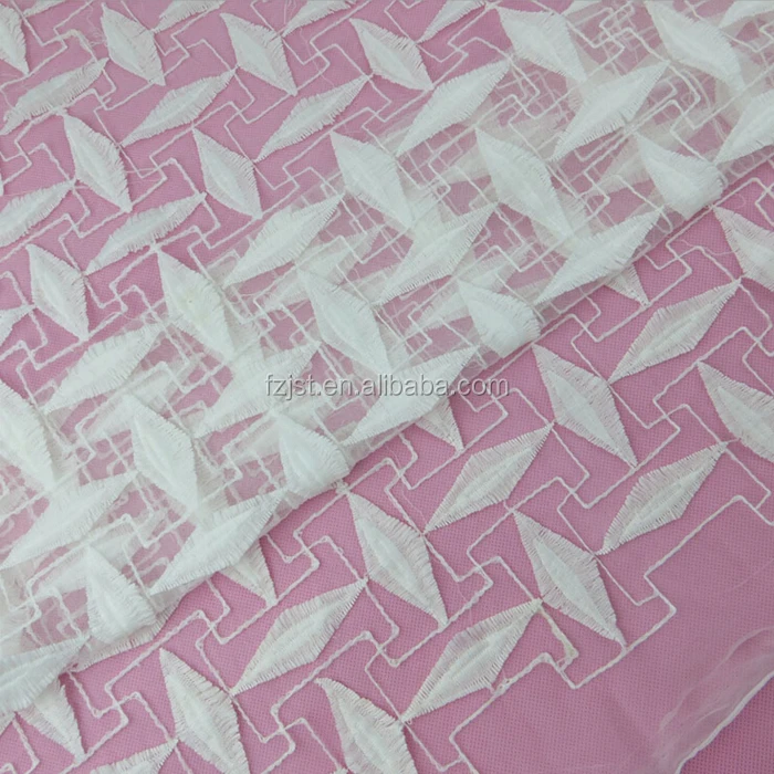 Sequin rhombic design Silk mesh Embroidery voile organza Fabric wholesale