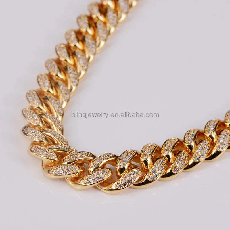 Hip hop bling bling Miami CZ cuban link necklace with big diamond