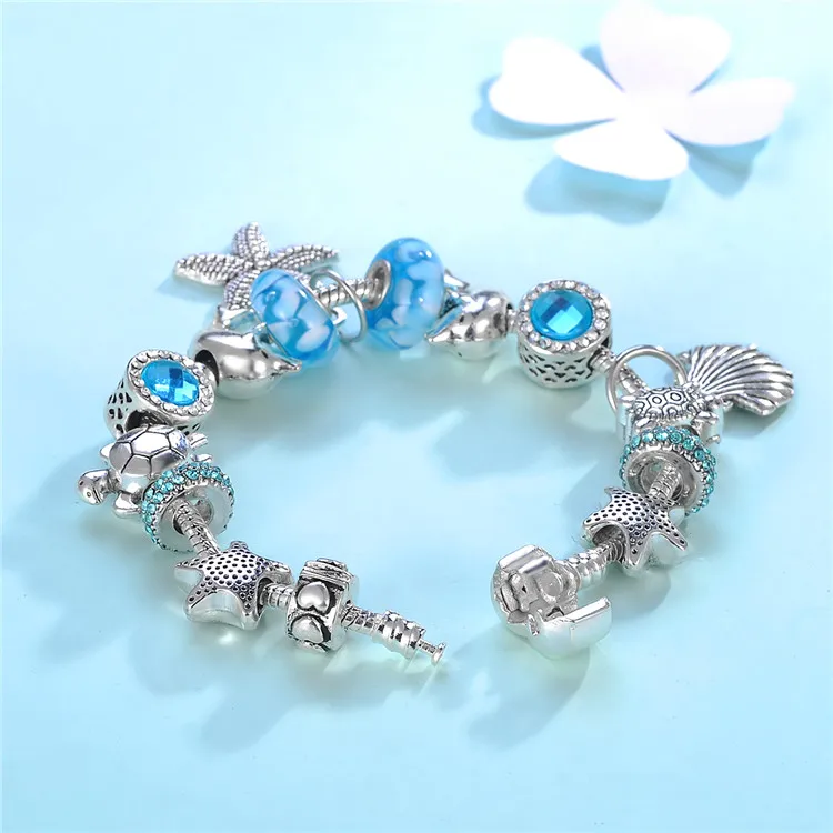 Qings Smart Ocean Charm Bracelet 925 Silver Plated Fashion Bracelet