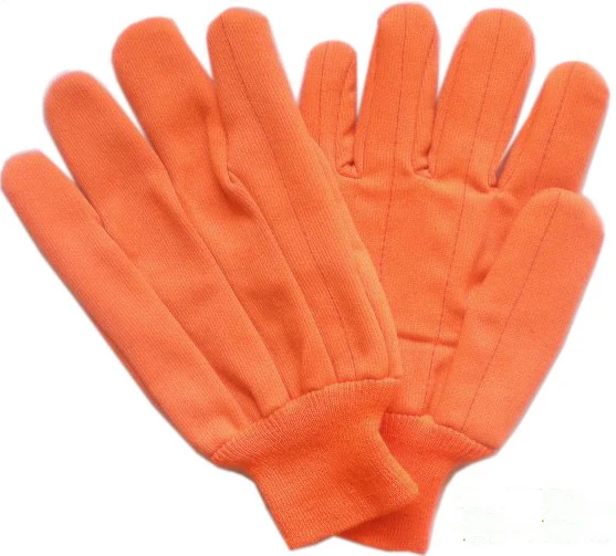 Oil And gas Industrial Cotton Fleece Brushed Armour Impact Resistant back Green King Safety Worker Gloves with Knit Wrist
