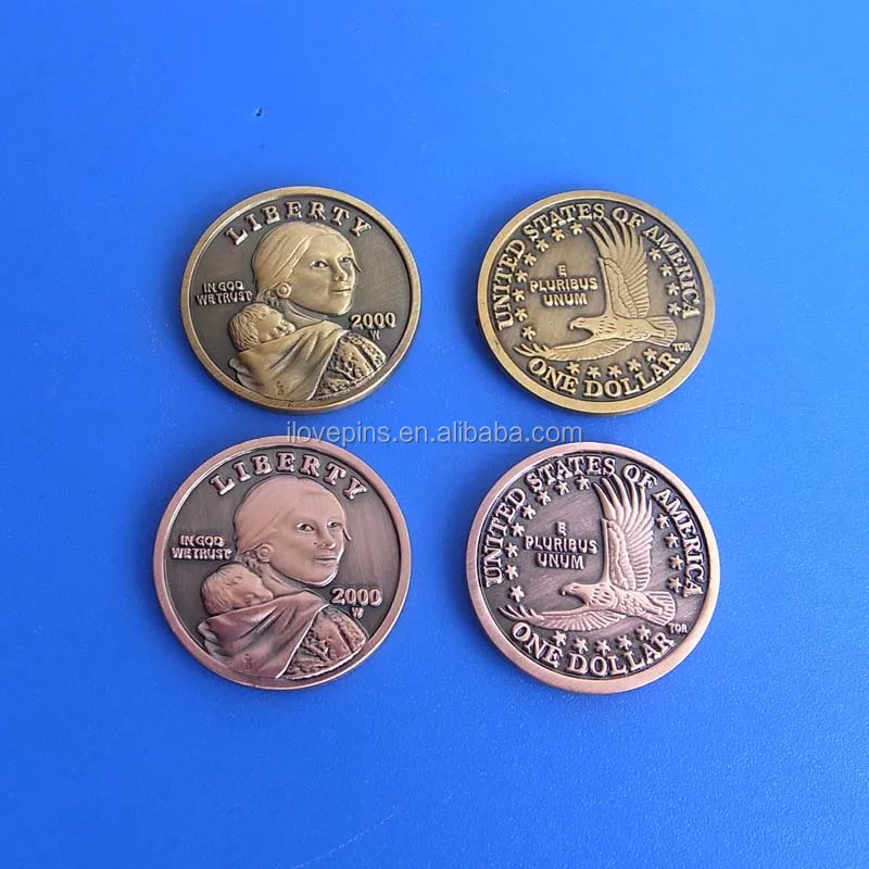 one dollar 3d designs antique gold/antique copper coin for USA