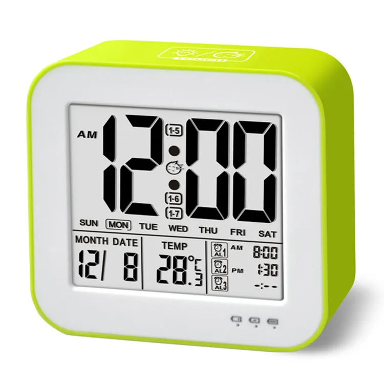 auto glowing in dark digital smart home alarm clock with intelligent powerful functions