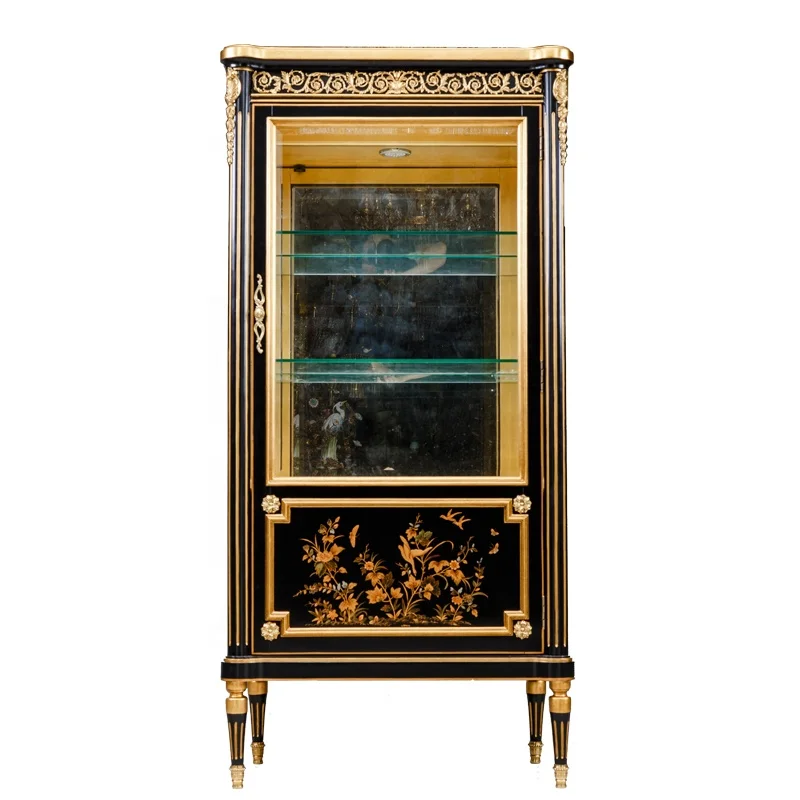 Wooden Single Door Hand-painted  Display Cabinet with Glass