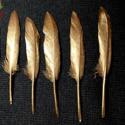 Factory Supply DIY Decoration Gold Painted Goose Plume Feather Wholesale Metallic Gold Glitter Feathers
