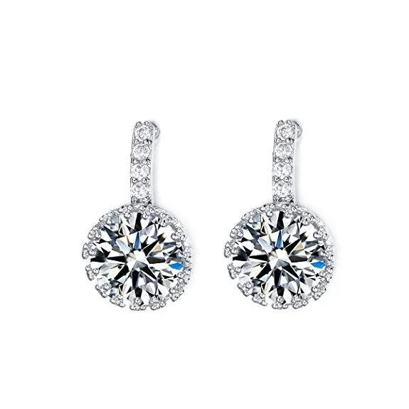Серьги-гвоздики из серебра 925 пробы с круглым