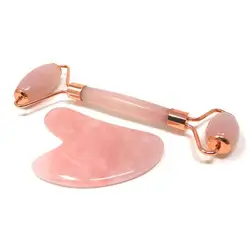 Высококачественный натуральный нефритовый массажер для лица, розовый КВАРЦЕВЫЙ ролик, Нефритовый ролик, набор гуаша