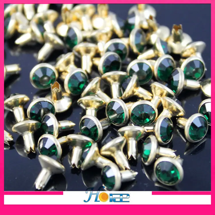 
8mm sapphire open-end rhinestones crystal rivets for leather 