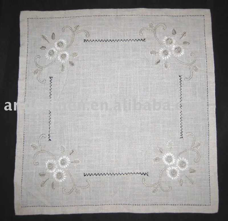 linen napkins with embroidery and hemstitch