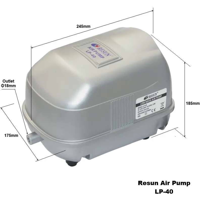
35W 50L/min RESUN LP-40 Low Noise Pond Air Compressor for Koi Fish Septic Tank Hydroponic Oxygen Air Aerator Aquarium Air Pump 