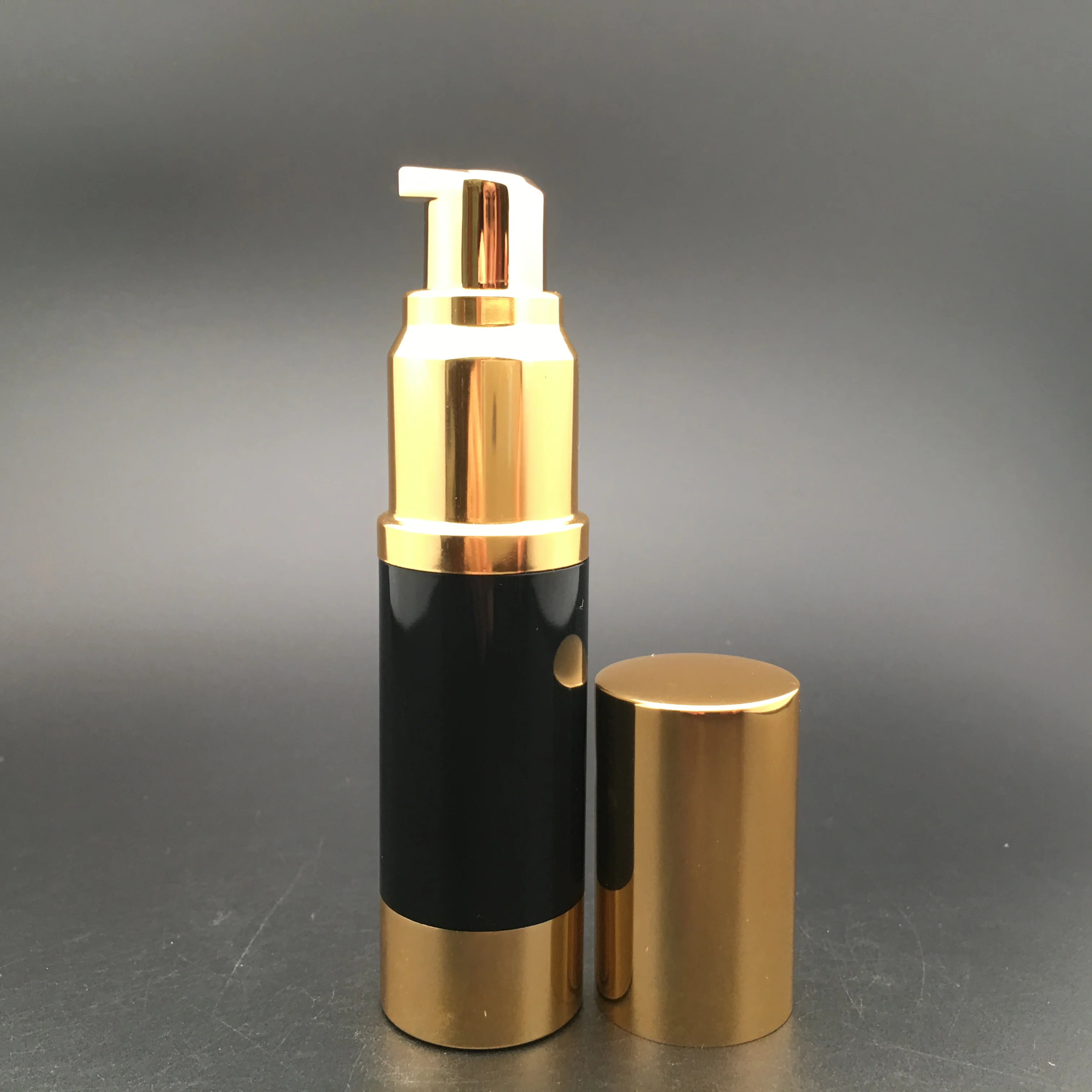black and gold silver plastic bottle perfume bottle serum airless bottle cosmetic