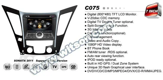 WITSON Для HYUNDAI SONATA 2011/i40/i45/i50 (новое прибытие) CAR DVD A8 автомобиль с платформой Чипсет S100