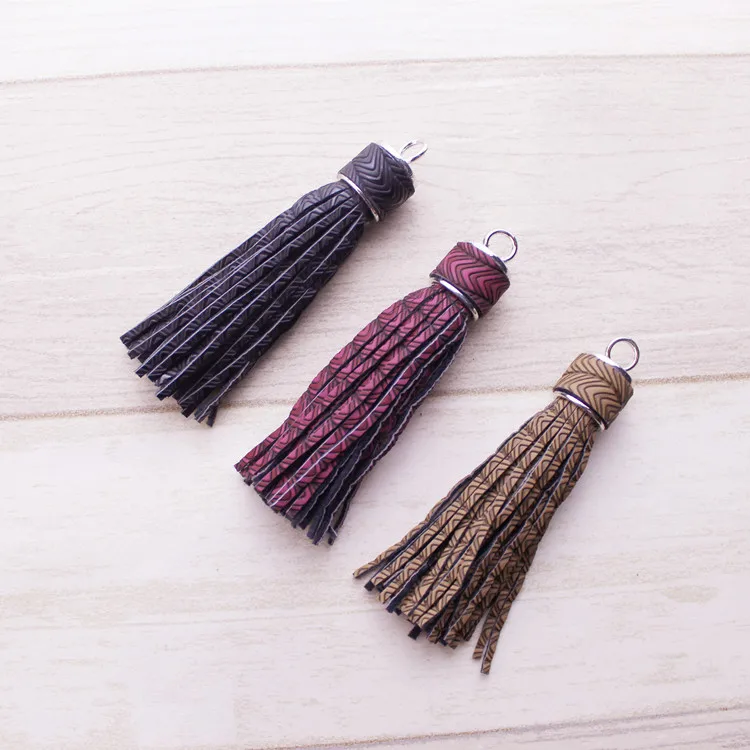 Durable use unique design soft leather tassel leather keychain tassel