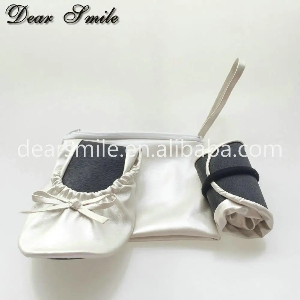 Top quality soft lady foldable ballerinas fold up ballet flat for wedding gift ,after party dance