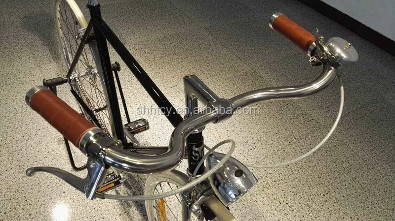 Black fixed gear bicycle City Bike with Dynamo Light Single Speed Disc Brake Steel Bead Pedal