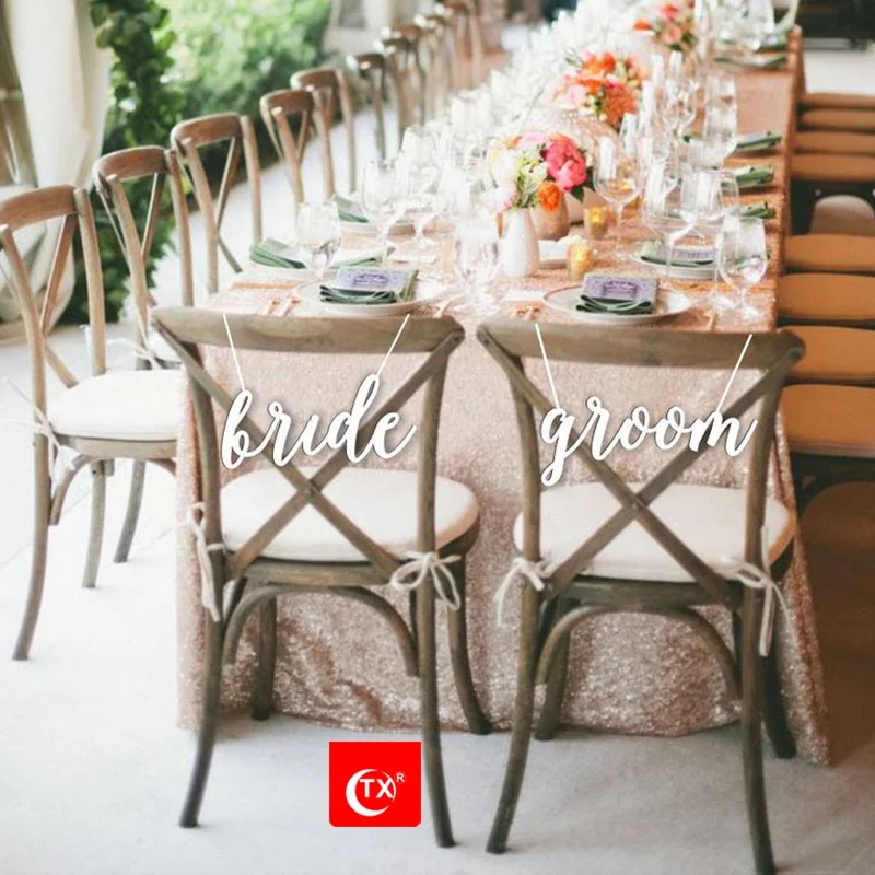 
TX Hot Sale Products Gold Silver Mirror Acrylic Wedding Chair Sign For Wedding or Paty Decoration 