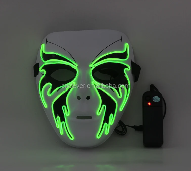Wholesale custom design different types green fluorescent white face mask, high quality fashion Vinyl halloween party face mask