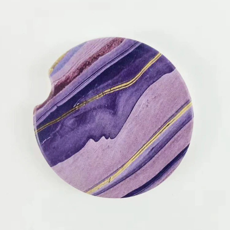 hot sale Customer Logo absorbent Round Plated cheap ceramic stone car coasters