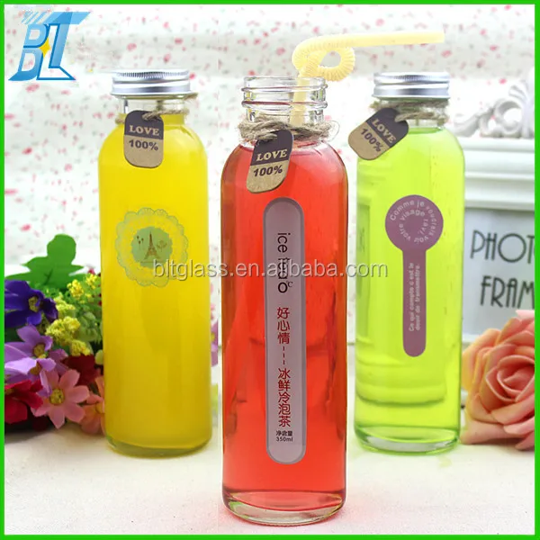 350ml Glass Bottles With Aluminium Lid Juice Water Milk Beverage Glass Bottle