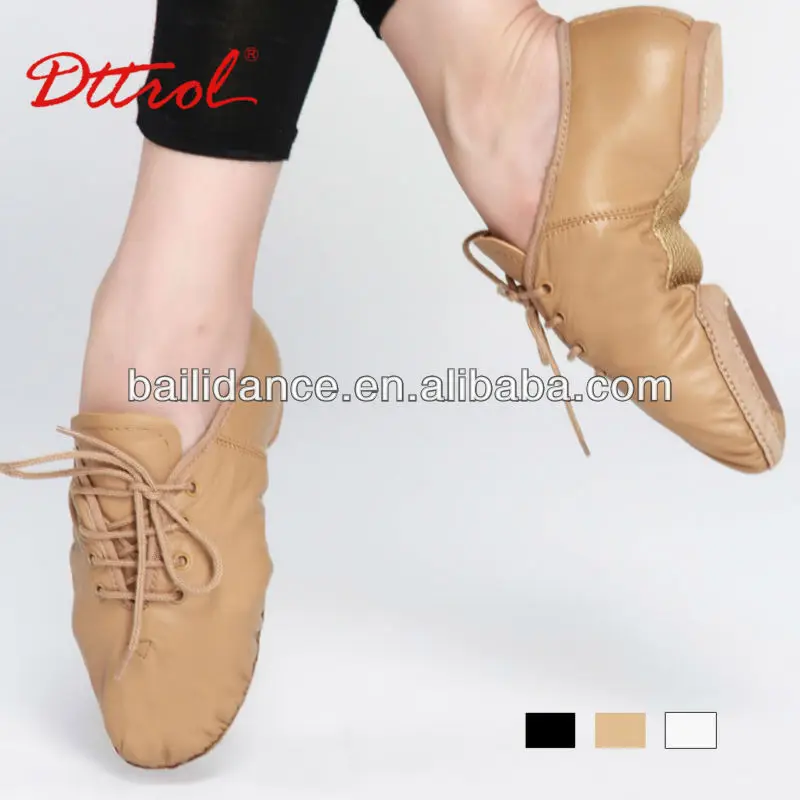 
Dttrol wholesale white tan black lace up cow leather dance shoes latin women salsa D004718 