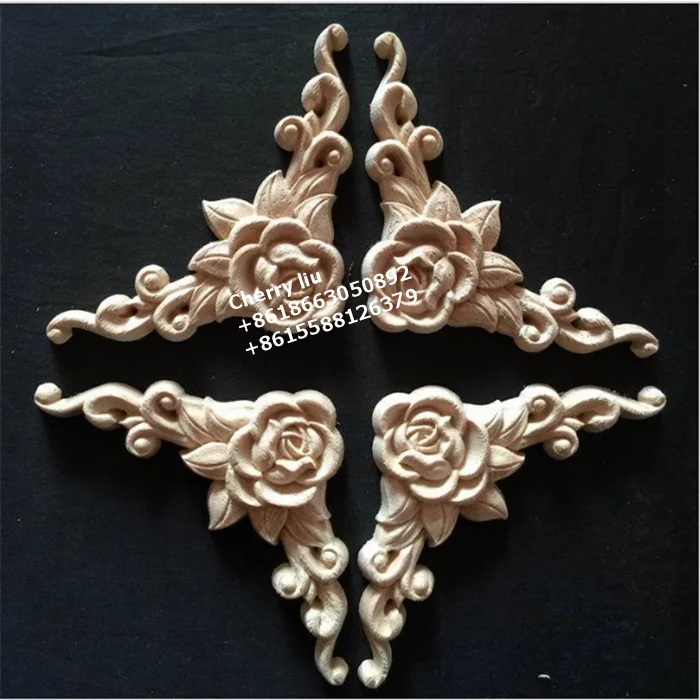 Decorative Carved Onlays Appliques Furniture Wood Component Parts