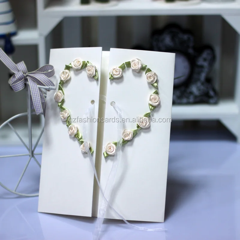 New Products Wedding Gatefold Flower Romantic Wedding Invitation with Heart
