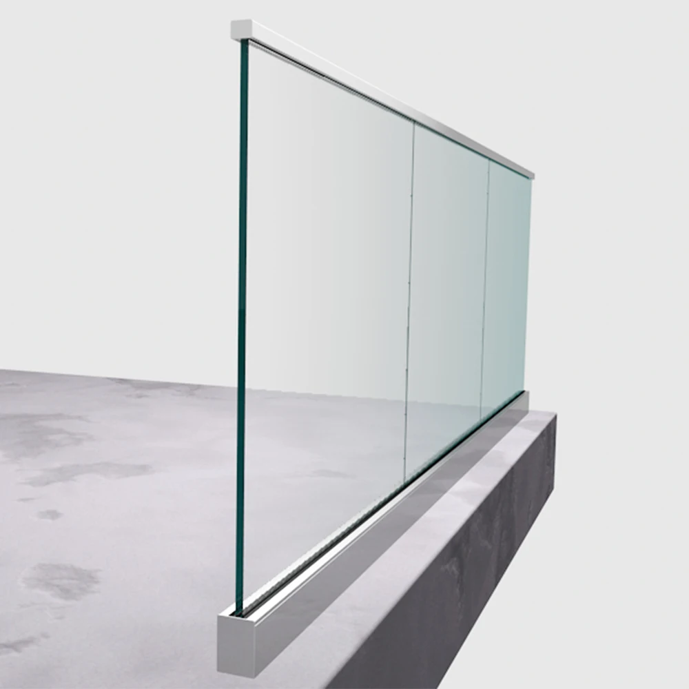 Custom Frameless U Channel Glass Balustrade / Railing with Toughened Glass Panel