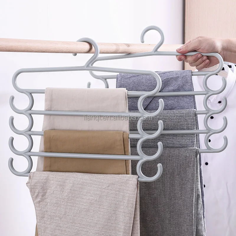 Multifunctional Multi-layer Non-slip Wet and Dry Dual-Purpose Pants Hanger Household Plastic Magic Clothes Hanger