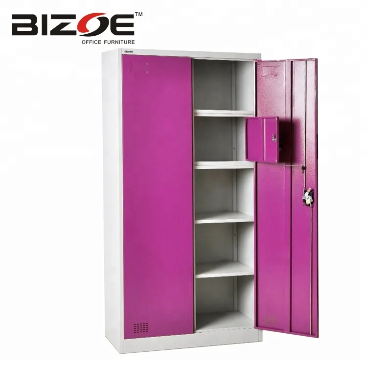 Metal 2 door lockable cupboard with shelves steel file Bedroom 2 door steel godrej high quality different colour steel almirah