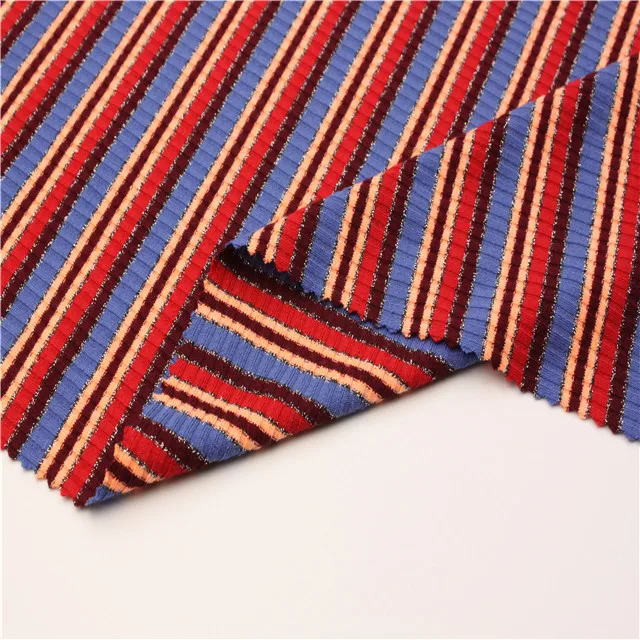 Оптовая продажа с фабрики, Высококачественная трикотажная окрашенная пряжа из полиэстера и лайкры, ткань для воротника для свитеров