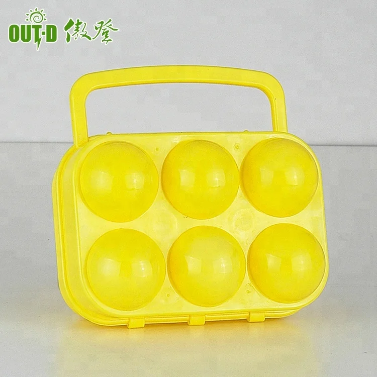 Wholesales Portable 6 egg holder hard plastic protective egg carrier with carry handle