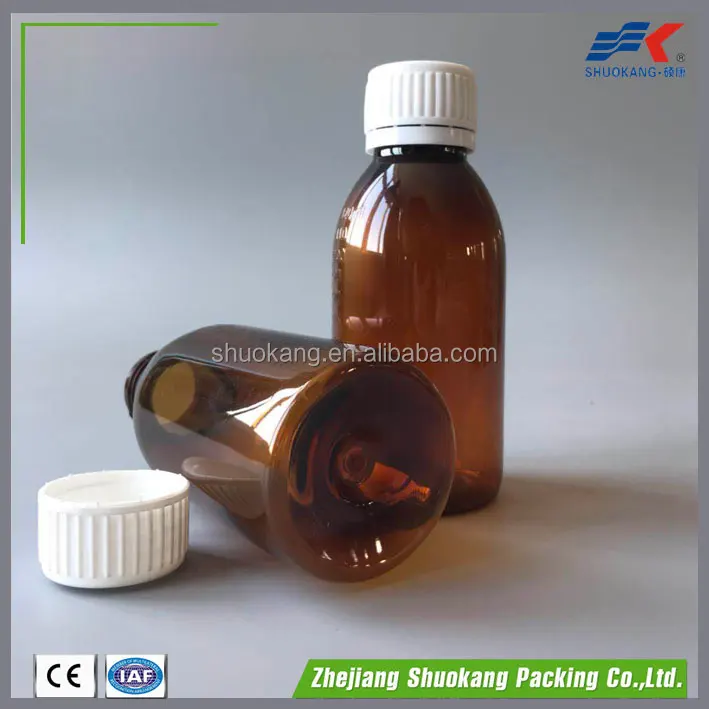 120 мл, янтарный ПЭТ, Бостонская круглая Высококачественная переработанная пластиковая бутылка сиропа