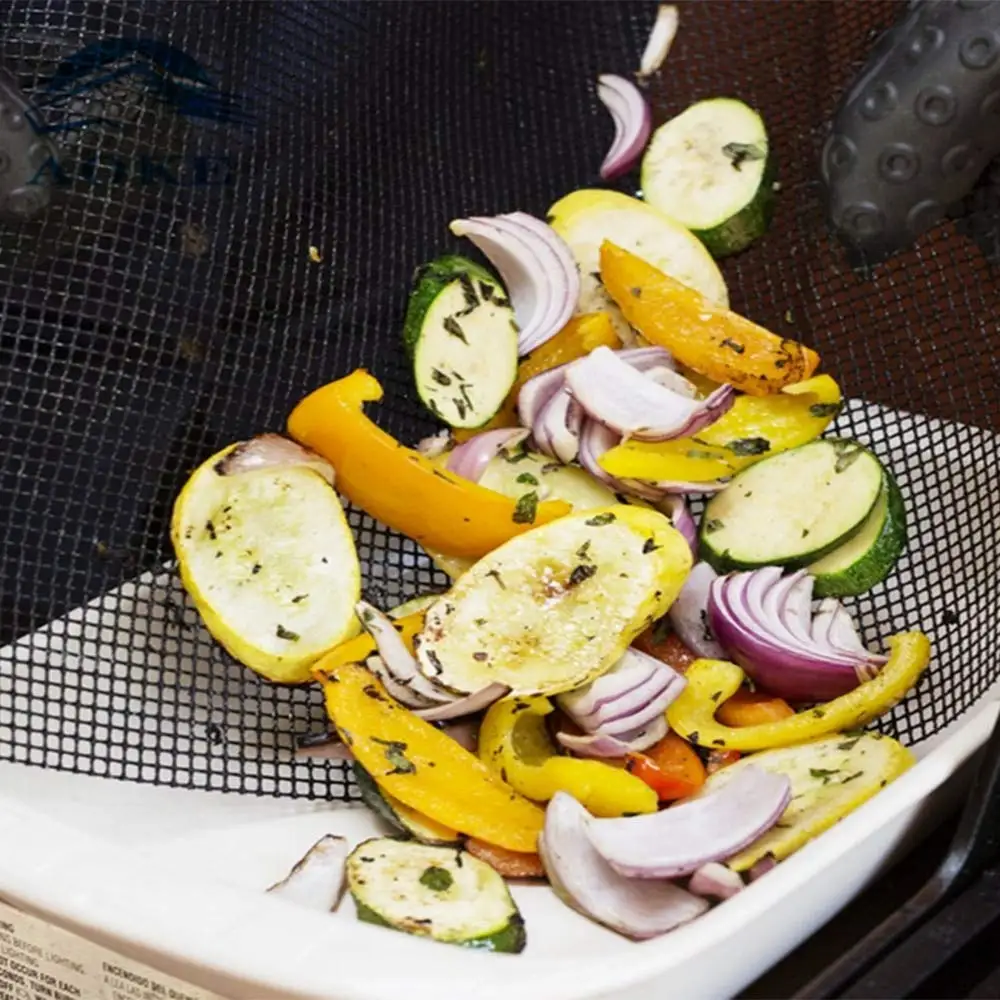 
Eco-friendly bbq accessory non-stick black charcoal bbq grill mesh mat for barbecue 