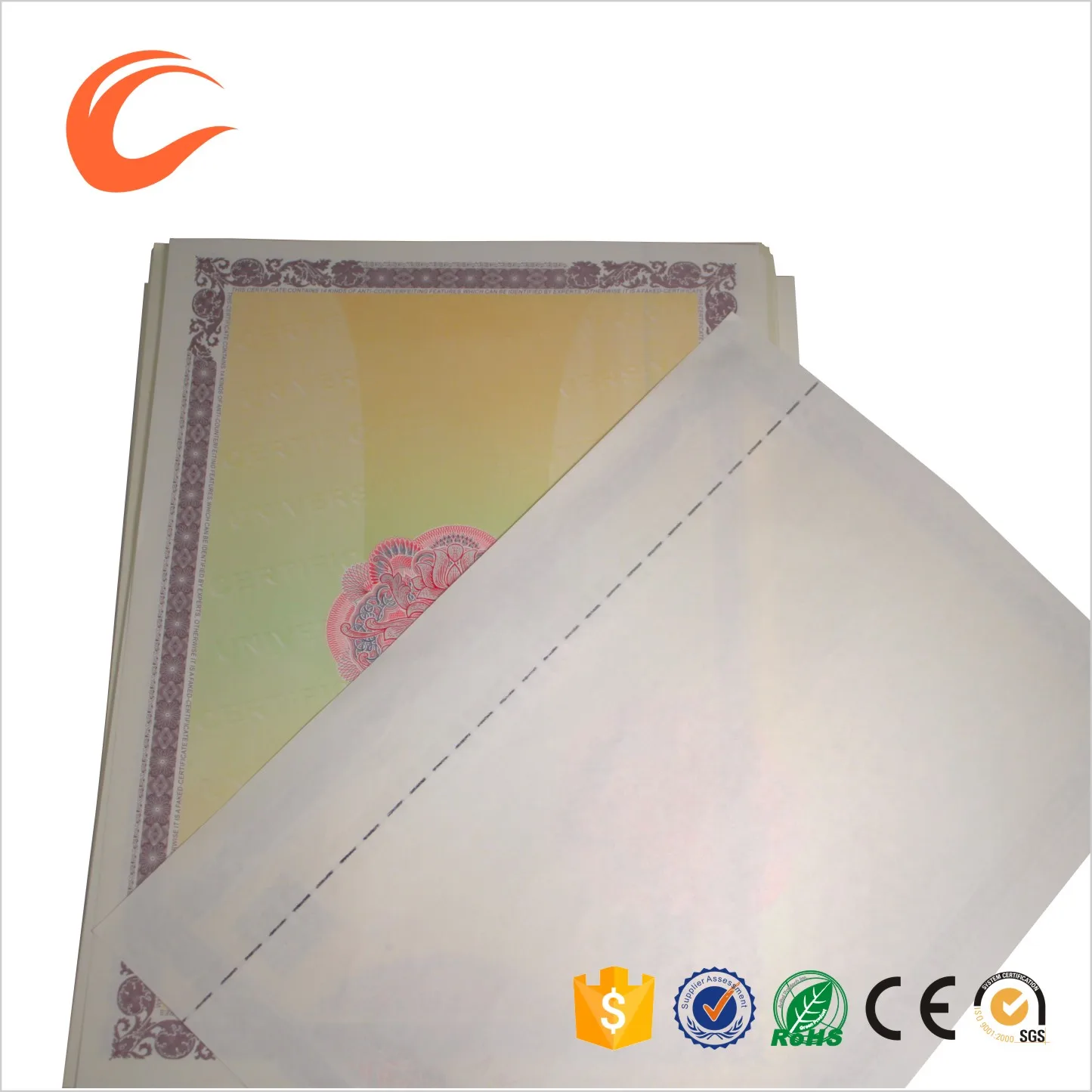 high quality security degree certificate printing paper with watermark anti-fake features