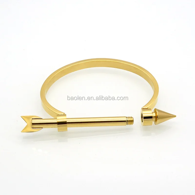 Best Brand Arrow Screw Bangle Gold Color Stainless Steel Cuff Bracelets Fashion Jewelry For Women Gift Pulseiras