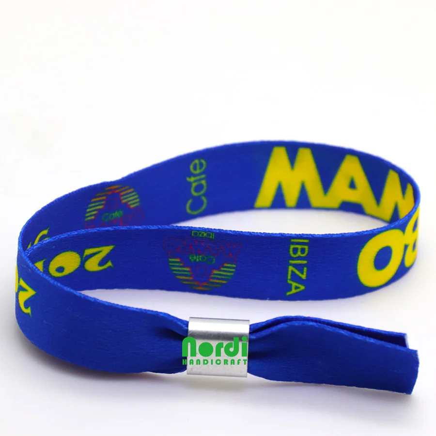 Polyester Material Customized Cheap One Time Use Festival Fabric Wristband Wrist Band Woven Sport Bracelet For Event/Party