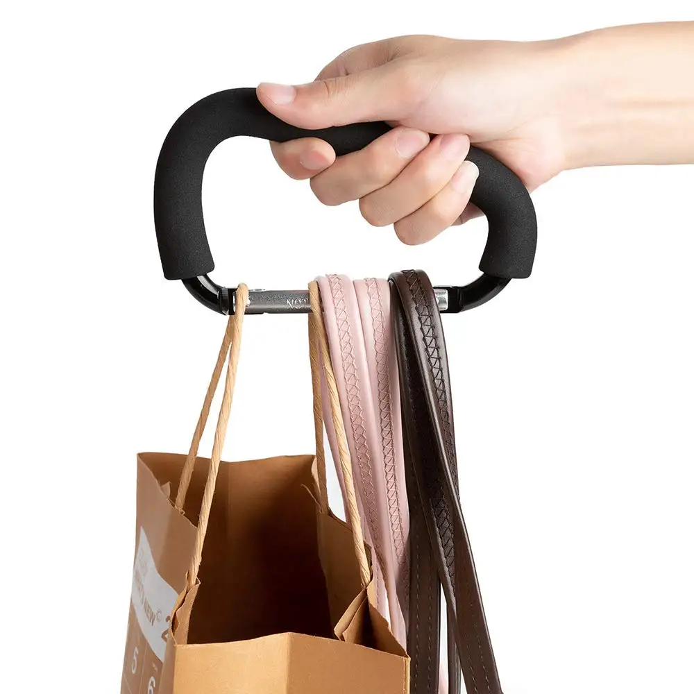 
Ticota New Design Large Aluminium Buggy Clips Baby Stroller Carabiner Hooks For Diaper Bags And Baby With Pad Nickel 