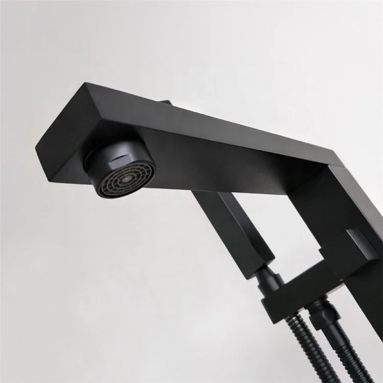 Freestanding Bath Faucet Spout Shower Floor Mount Shower set Mixer Valve 2 Function Matte Black Bathtub Mixer Faucet