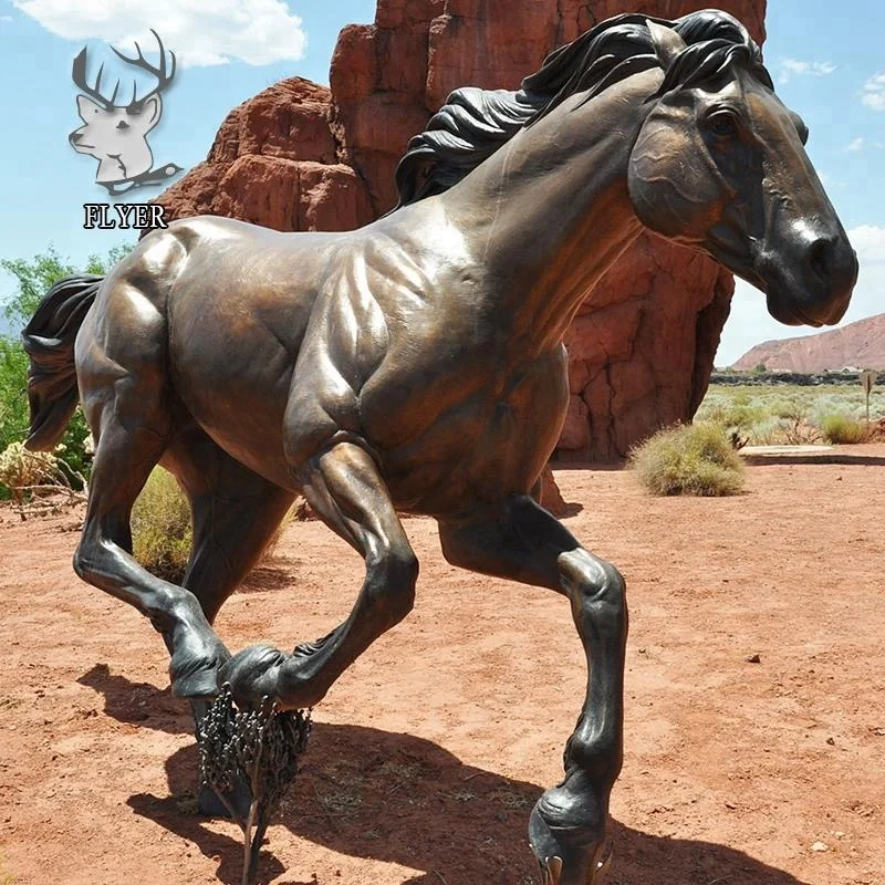 Outdoor animal statue life size fiberglass running horse statue
