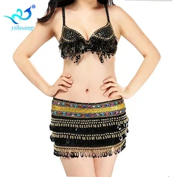 Cheap New White Women Bra Top Belt & Hip Scarf Set Tribal Professional Gold Arab/Egyptian/Turkish Sexy Belly Dance Costume