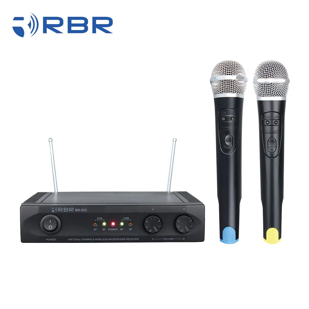 bm523 Hot selling dual channels professional uhf wireless microphone