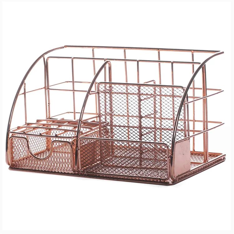 
metal mesh office desk organizer file organizer pen holder for home, office, school,desk or wall 