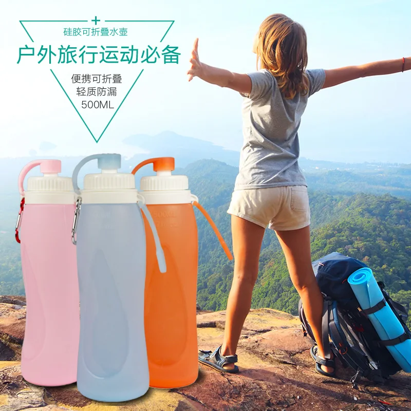 BPA Free Hiking Silicone Collapsible Foldable Water Bottle