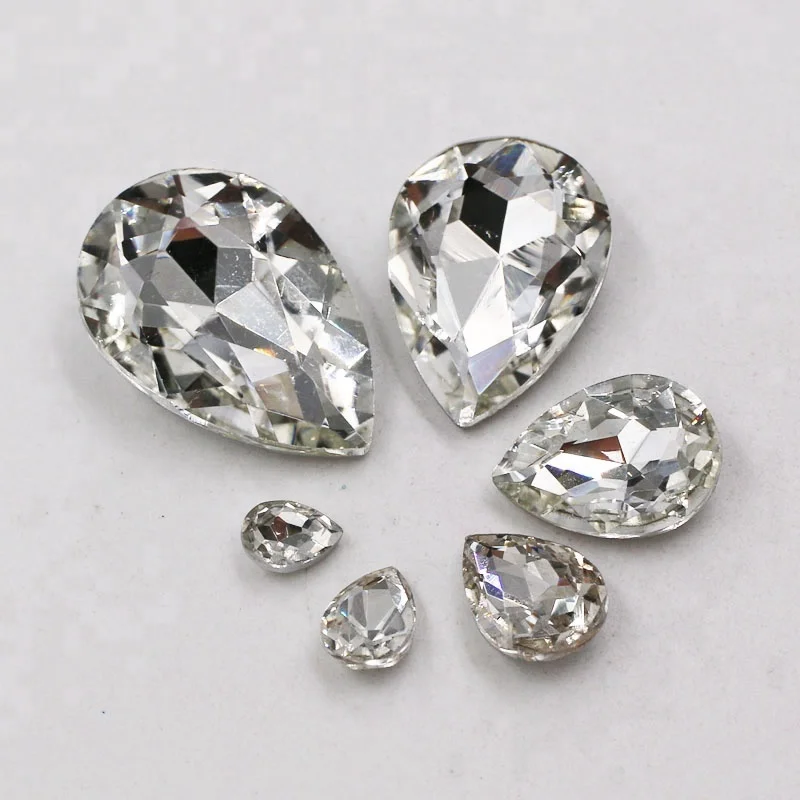 Tear Drop Shape Pointback Glue-on Rhinestones