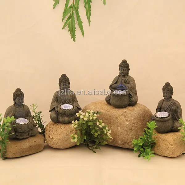 Solar resin led buddha statue lights for wholesale